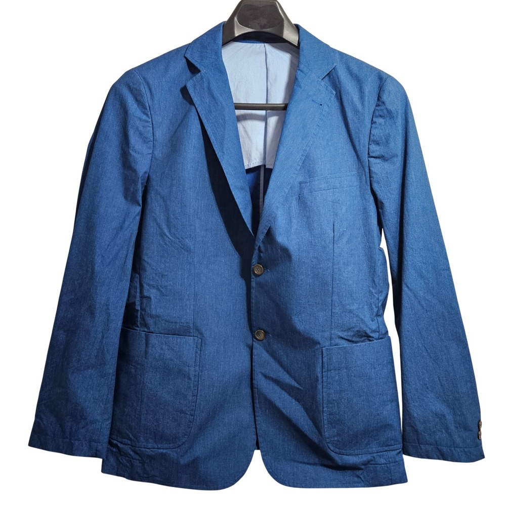 Benson Soft Coat Blazer XL Dark Blue Cotton Textured Two Button Sport Coat